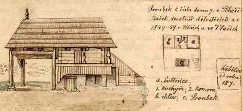 Sroubek k slu domu 7 v Poho - Baek, destnk dlostelc z r. 1849 - 1859 v Uhch a ve Vlaich (Alois Beer z Dobruky, rok 1893)