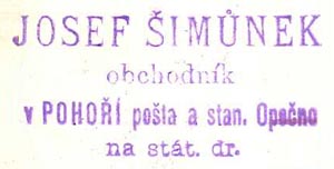 Josef imnek - obchodnk (rok 1904)